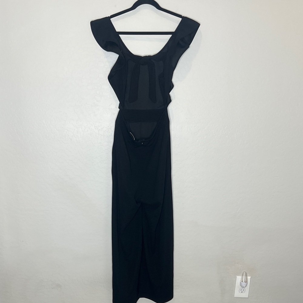 Hello Molly Black Flutter Sleeve Jumpsuit with tie and cutting back Small - Picture 6 of 12